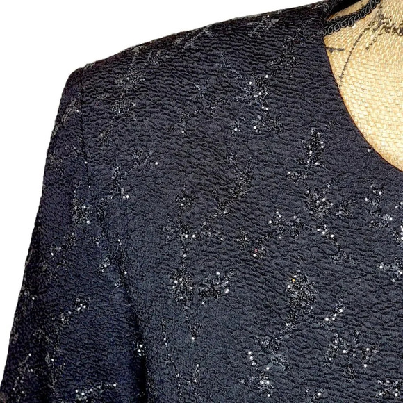 JESSICA HOWARD Vintage Womens Plus Sparkle Cropped Evening Jacket Size 16 Black - Picture 5 of 11